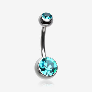 Implant Grade Titanium Internally Threaded Basic Belly Button Ring-Teal